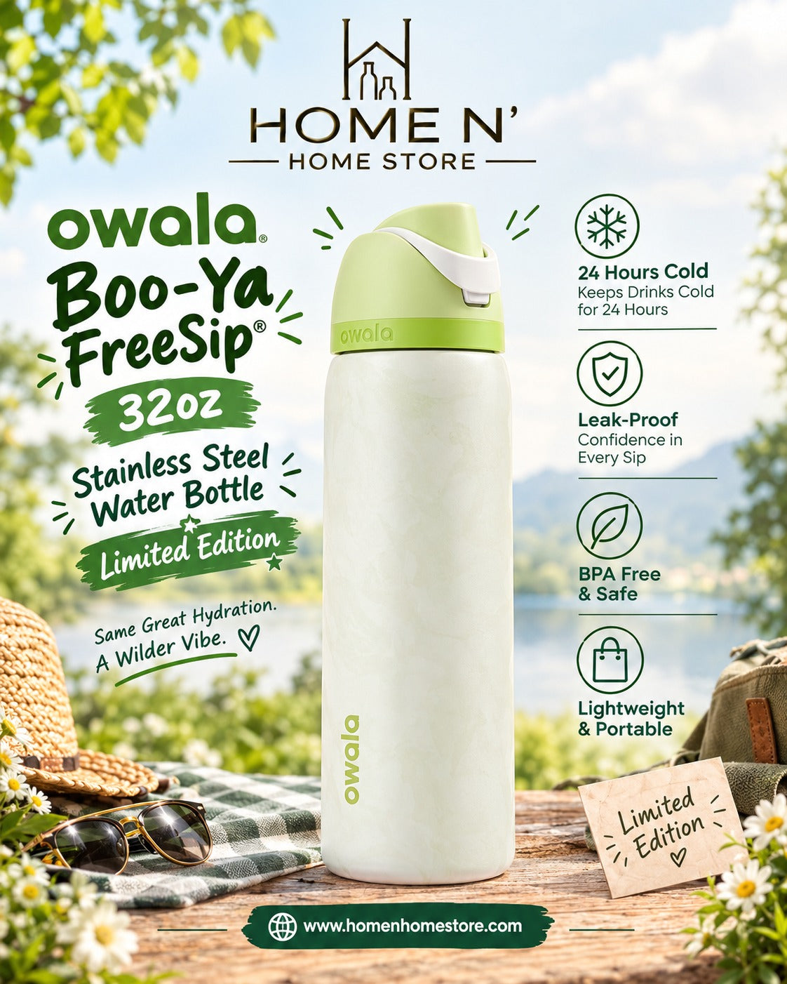 Owala Boo-Ya FreeSip 32oz Stainless Steel Water Bottle – Limited Edition