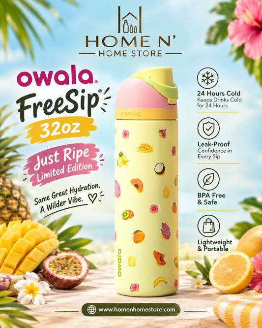 Owala FreeSip 32oz Insulated Stainless Steel Water Bottle – Just Ripe Limited Edition