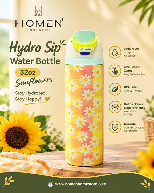 Hydro Sip Water Bottle 32oz Sunflowers