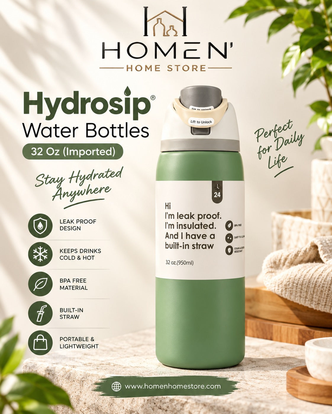 Hydrosip Water Bottles 32 Oz ( imported)