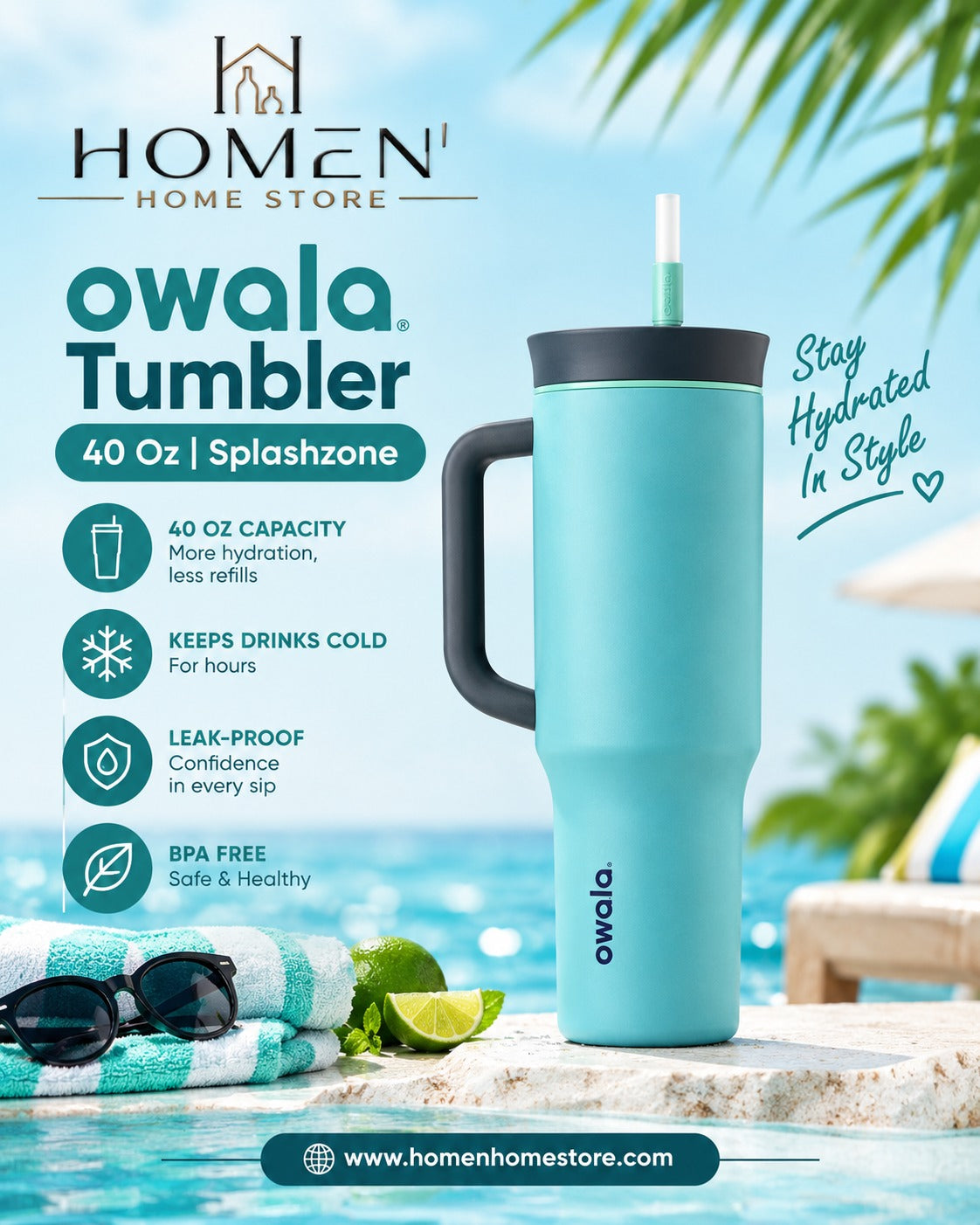 Owala Tumbler | 40 Oz | Splashzone