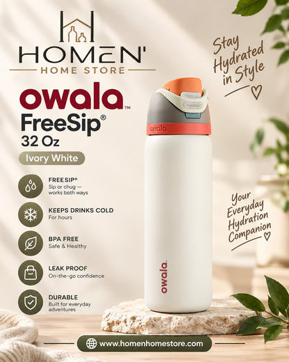 Owala FreeSip® | 32 Oz | Ivory White