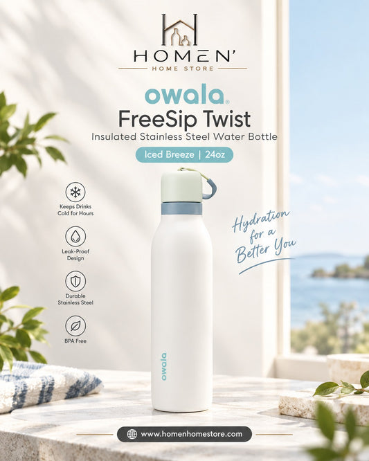 Owala FreeSip Twist Insulated Stainless Steel Water Bottle – Iced Breeze | 24oz