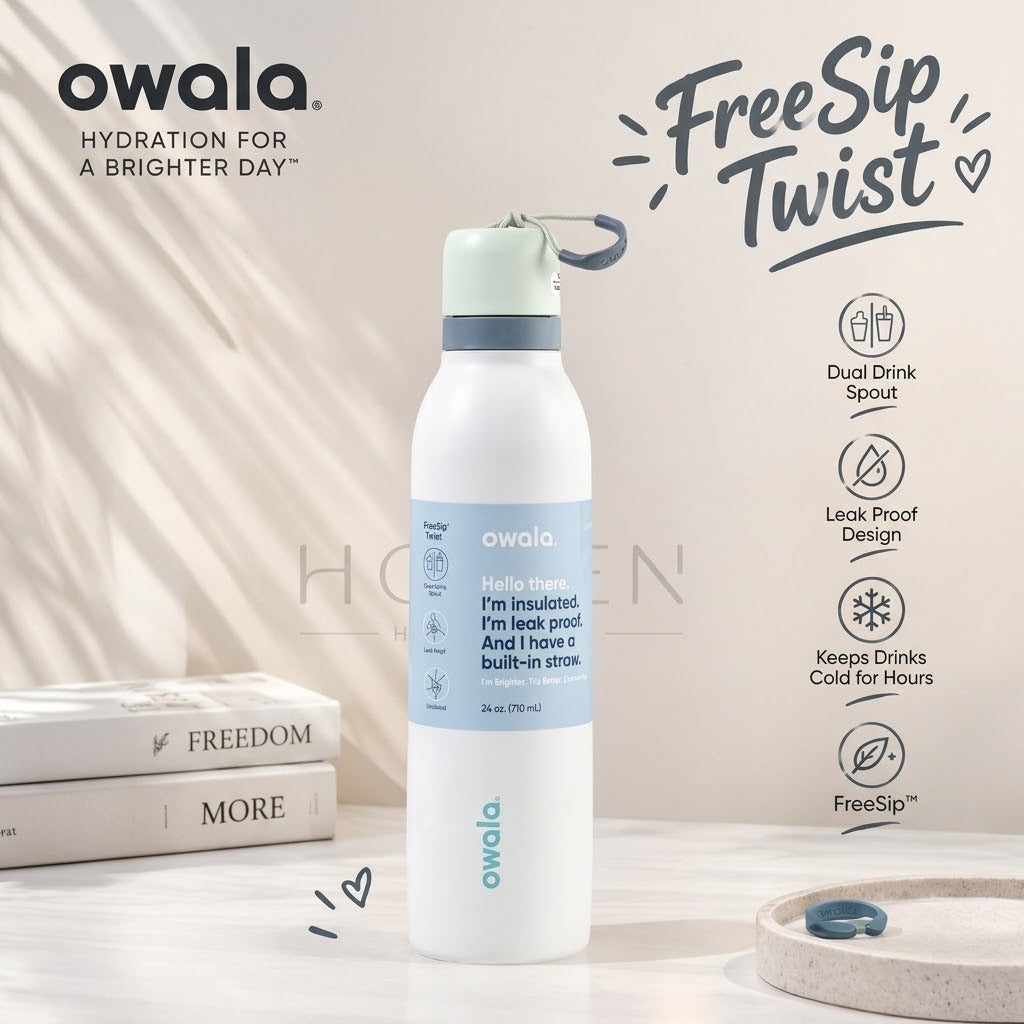 Owala FreeSip Twist Insulated Stainless Steel Water Bottle – Iced Breeze | 24oz