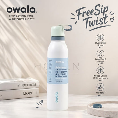 Owala FreeSip Twist Insulated Stainless Steel Water Bottle – Iced Breeze | 24oz