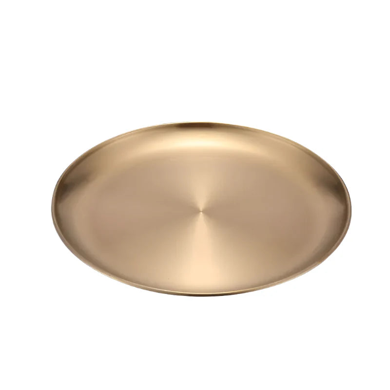 Elegant Stainless Steel Round Serving Plates