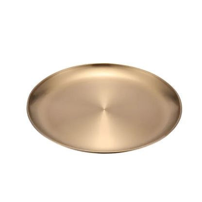 Elegant Stainless Steel Round Serving Plates