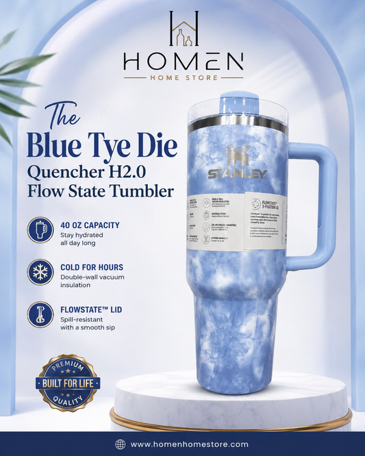The Blue Tye Die Quencher H2.0 Flow State Tumbler | 40 OZ