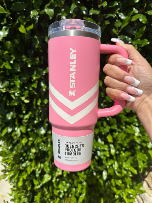 The Quencher Pro Sipper Tumbler Plumeria Chevron