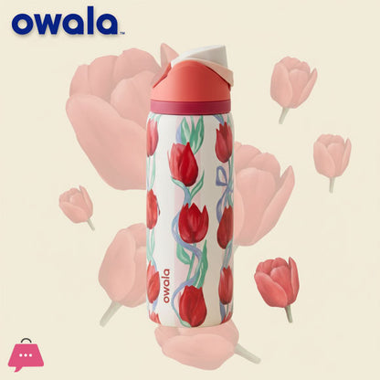 Owala FreeSip | 24 Oz | Red Tulips
