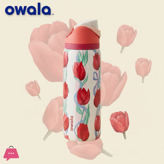 Owala FreeSip | 24 Oz | Red Tulips