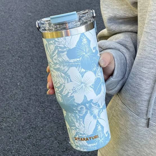 Sitarayuri Floral Stainless Steel 900ml (30oz )Tumbler with Handle & Straw – Leakproof & Travel Friendly