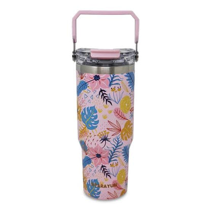 Sitarayuri Floral Stainless Steel 900ml (30oz )Tumbler with Handle & Straw – Leakproof & Travel Friendly