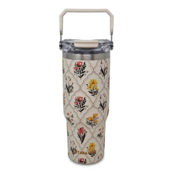Sitarayuri Floral Stainless Steel 900ml (30oz )Tumbler with Handle & Straw – Leakproof & Travel Friendly