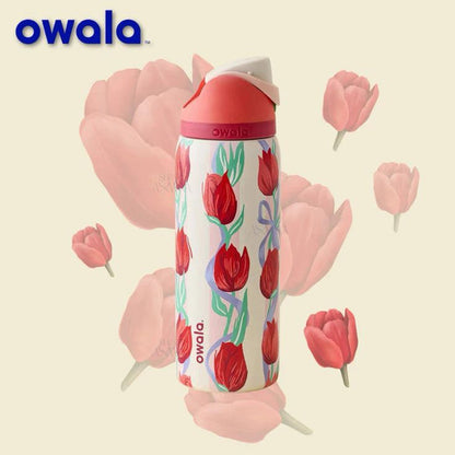 Owala FreeSip | 24 Oz | Red Tulips