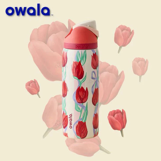 Owala FreeSip | 24Oz | Red Tulips
