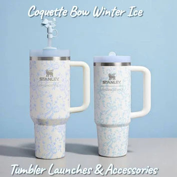 Stanley 1913 x LoveShackFancy Quencher H2.0 Flowstate™ Tumbler | 40 Oz | Coquette Winter Ice