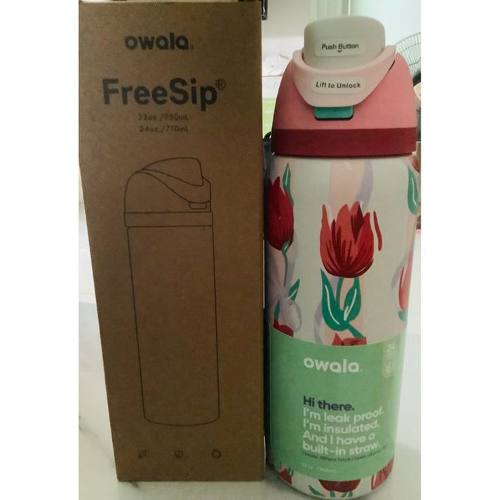 Owala FreeSip | 24 Oz | Red Tulips