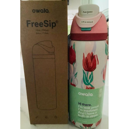 Owala FreeSip | 24 Oz | Red Tulips