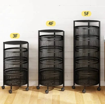 Round Kitchen Storage Trolley - 3 STEP