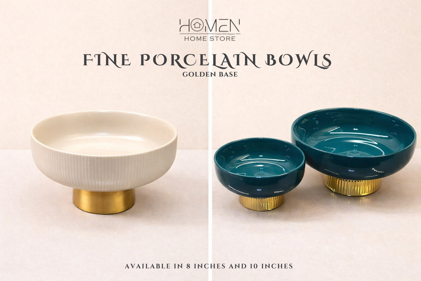 Ceramic Bowls with Golden Base